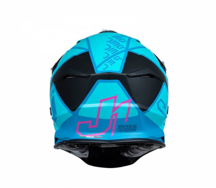 Шлем кроссовый JUST1 J39 THRUSTER (черный/бирюзовый/розовый, матовый) XL