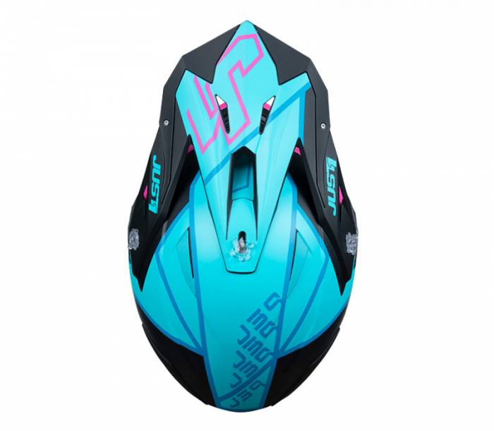 Шлем кроссовый JUST1 J39 THRUSTER (черный/бирюзовый/розовый, матовый) XL