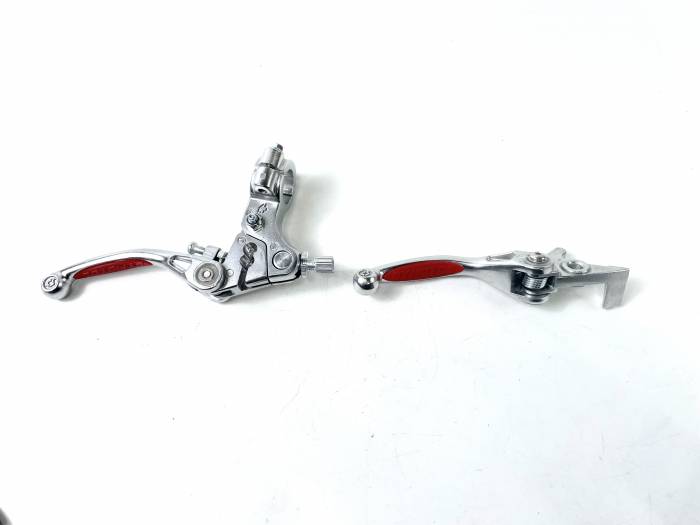 Рычаг сцепл.+тормоза складные c силиконовыми накладками красные/хром