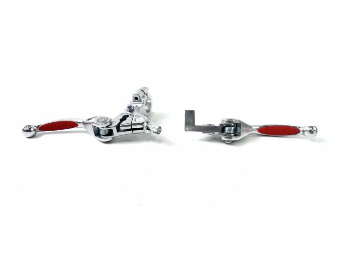 Рычаг сцепл.+тормоза складные c силиконовыми накладками красные/хром