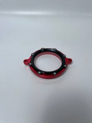 Крышка ГБЦ левая (звезды ГРМ) прозрачная OTOM (красный, только для CB250-F/PR250)